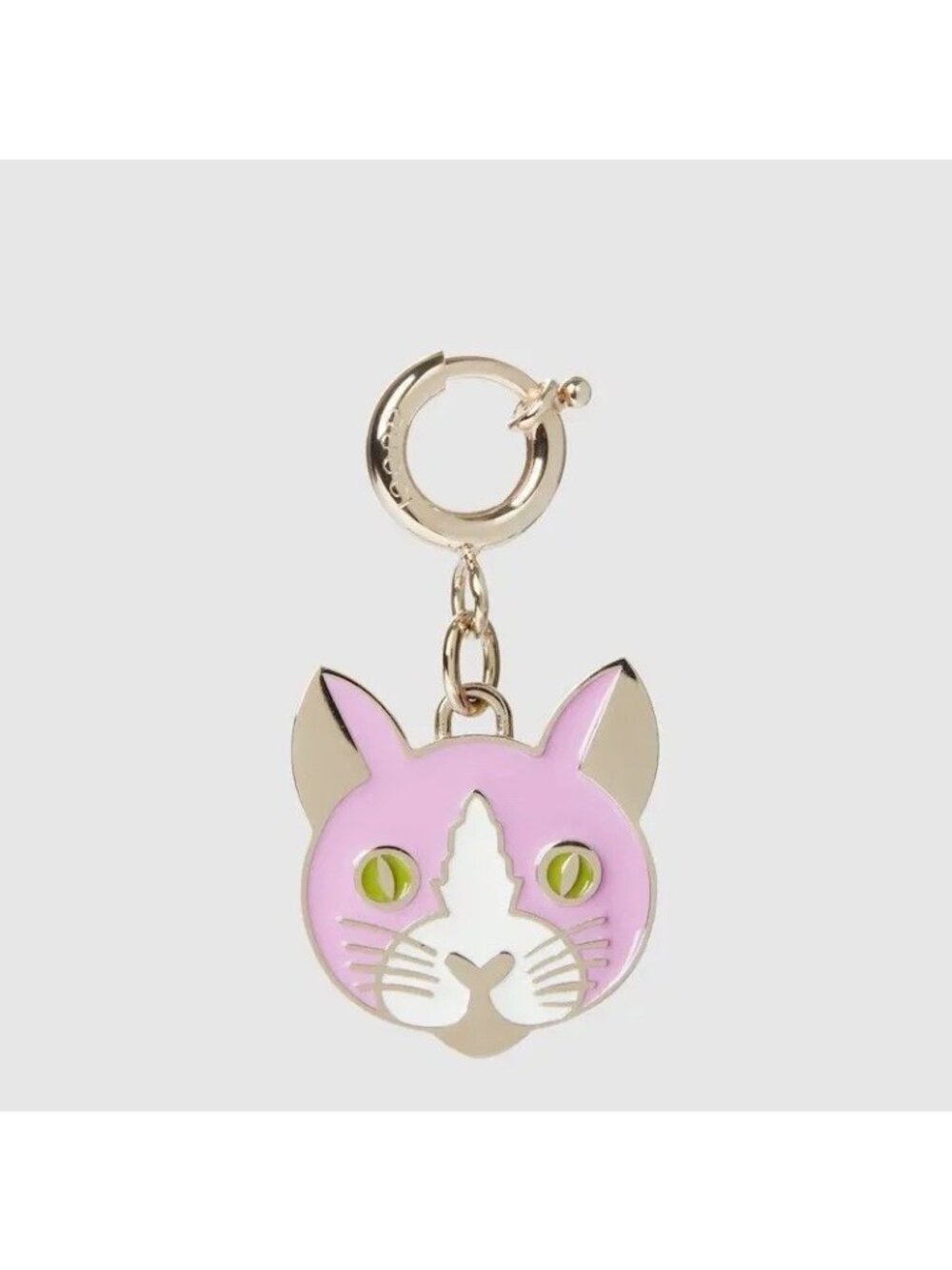NEW Gucci Cat Bag Charm Enamel Animal Print Logo Keychain Pink